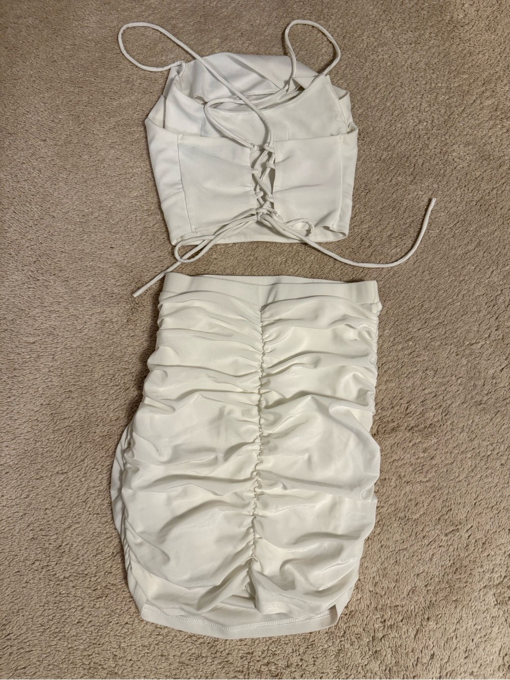 Lulu's White Ruched Set - Picture 2 of 3